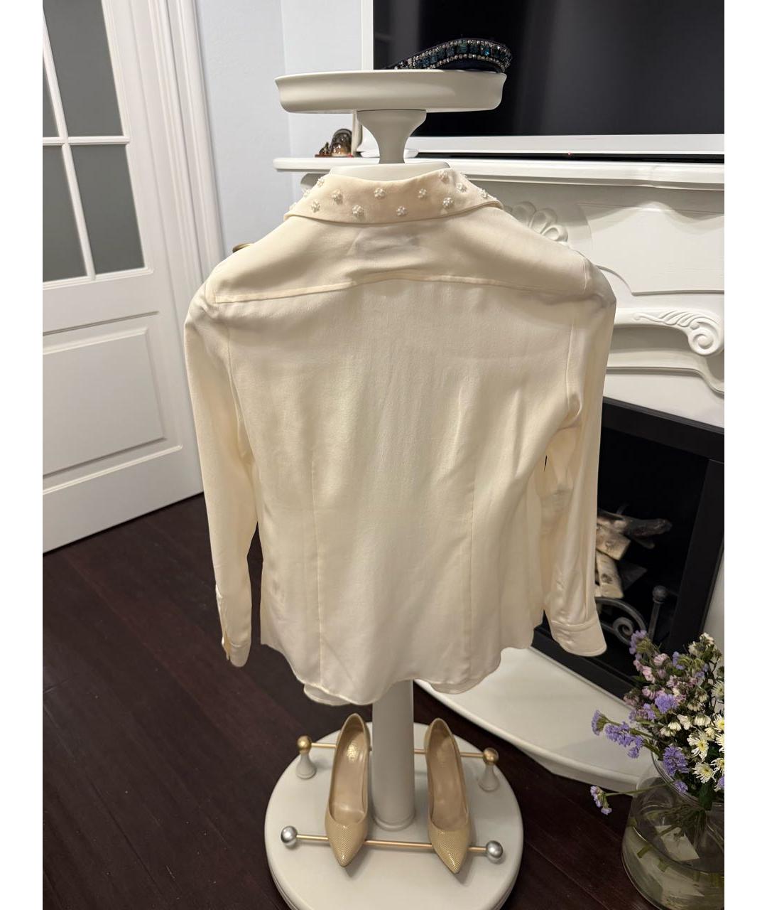 MAX MARA Белая шелковая блузы, фото 4