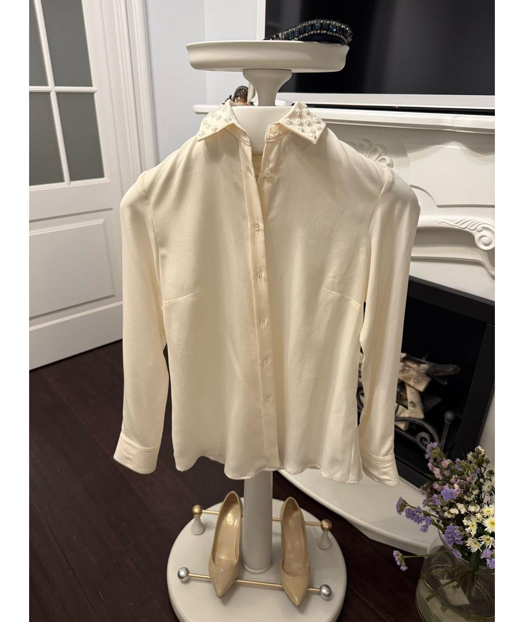 MAX MARA Белая шелковая блузы, фото 2