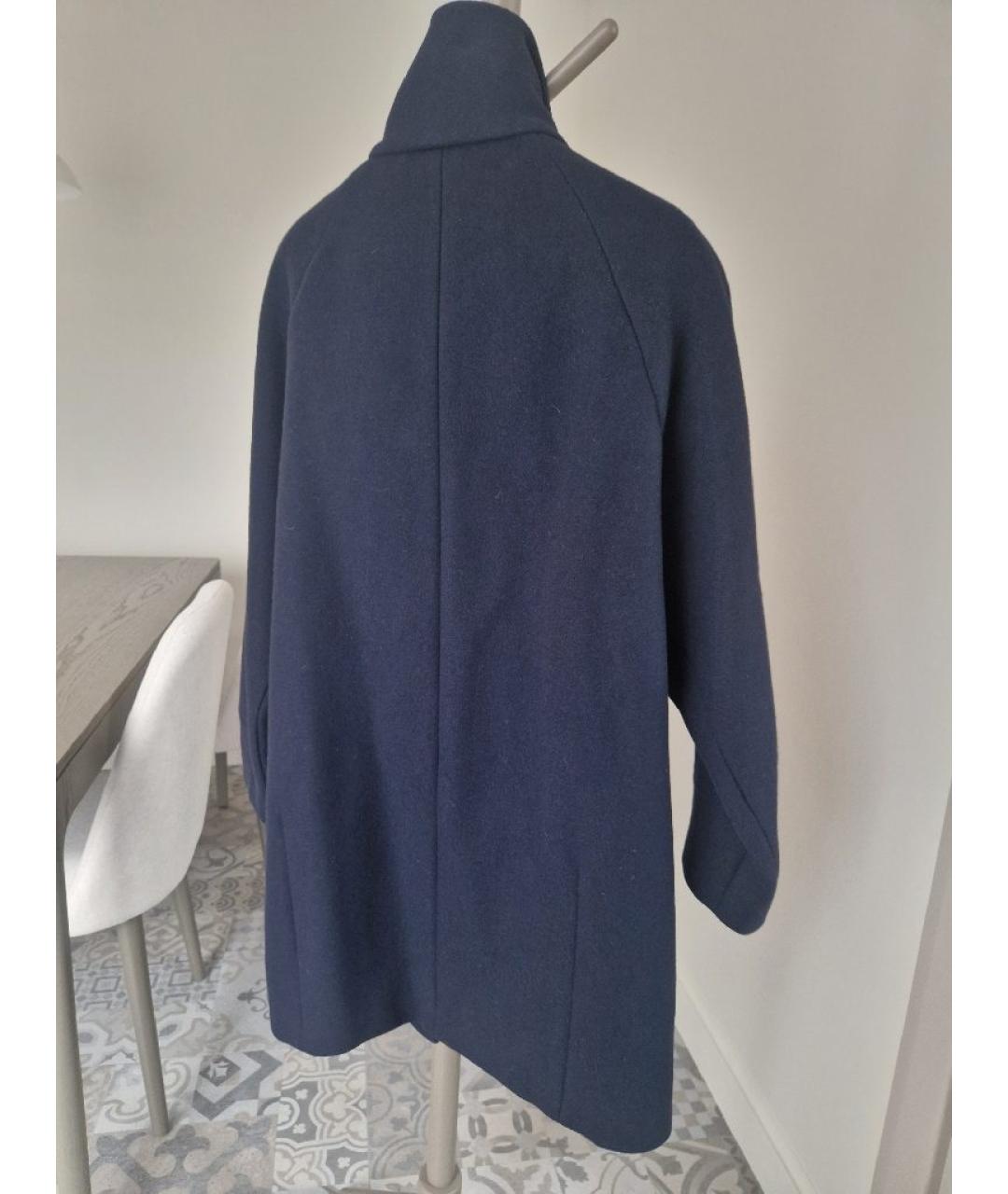 WEEKEND MAX MARA Темно-синее шерстяное пальто, фото 2