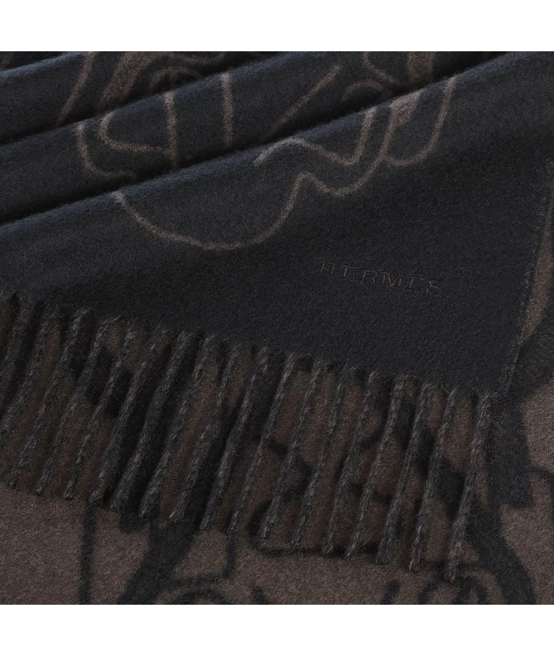 HERMES Коричневый кашемировый шарф, фото 3