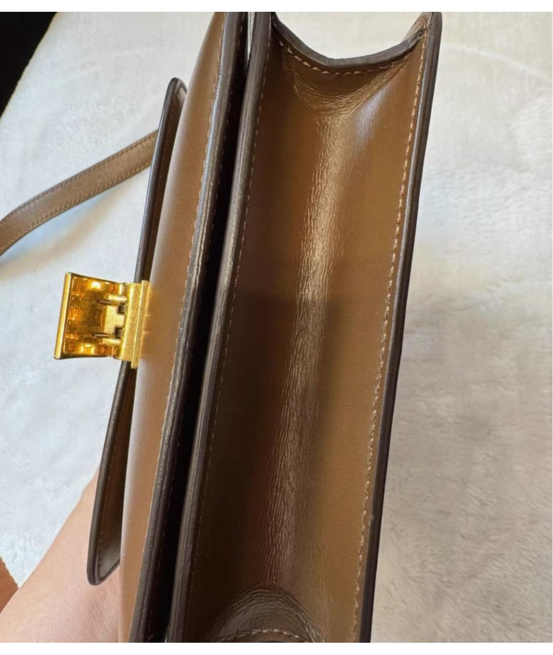 CELINE Коричневая кожаная сумка через плечо, фото 5