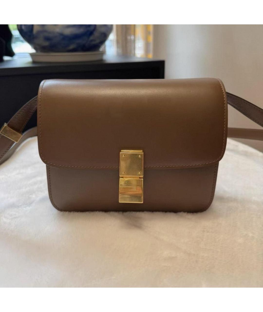 CELINE Коричневая кожаная сумка через плечо, фото 2