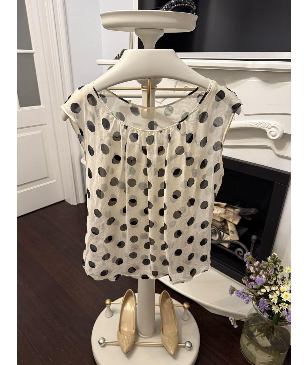 MAX MARA Белая шелковая блузы, фото 5