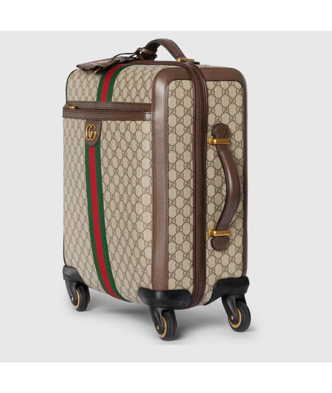 GUCCI Коричневый кожаный чемодан, фото 2