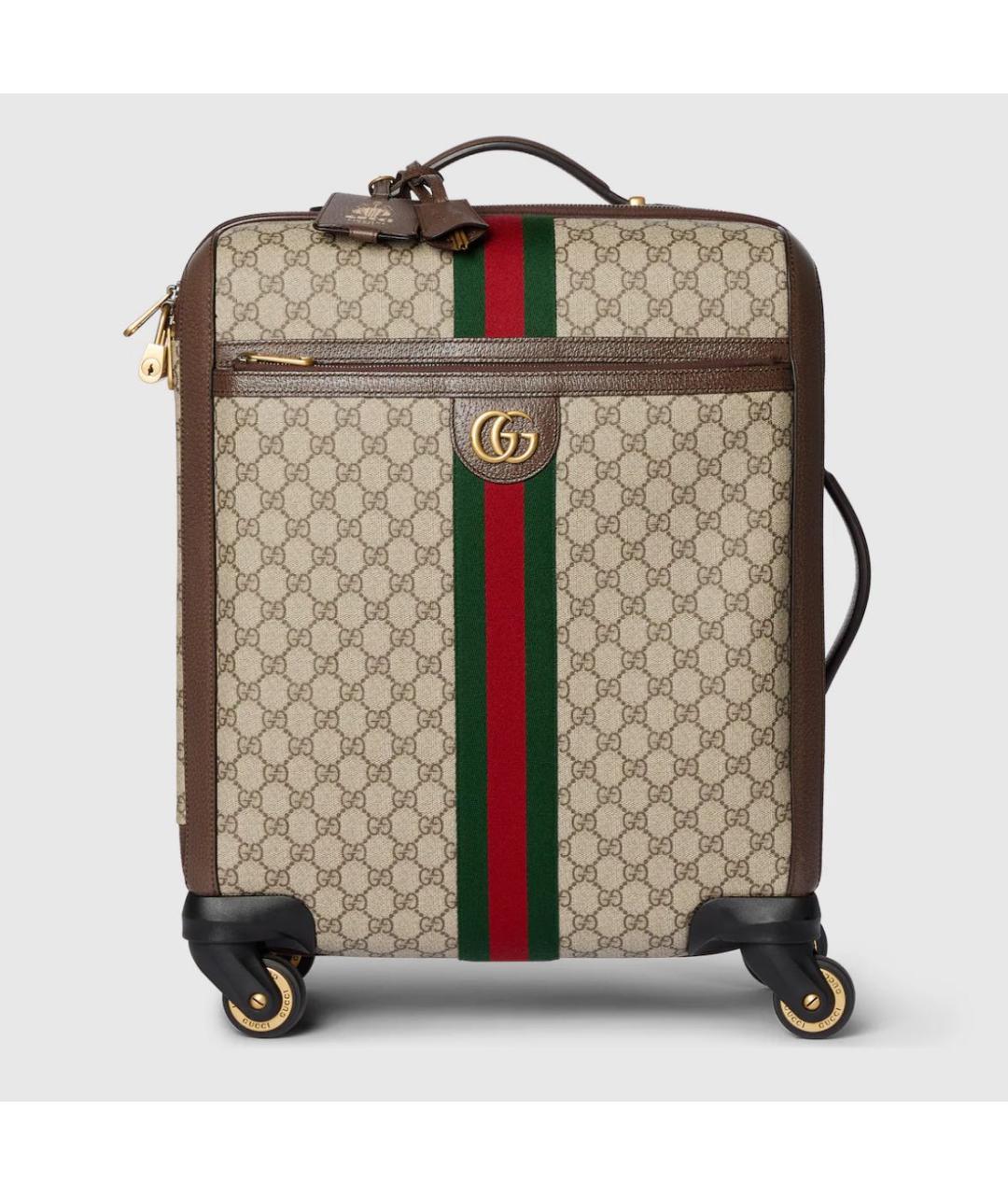 GUCCI Коричневый кожаный чемодан, фото 6