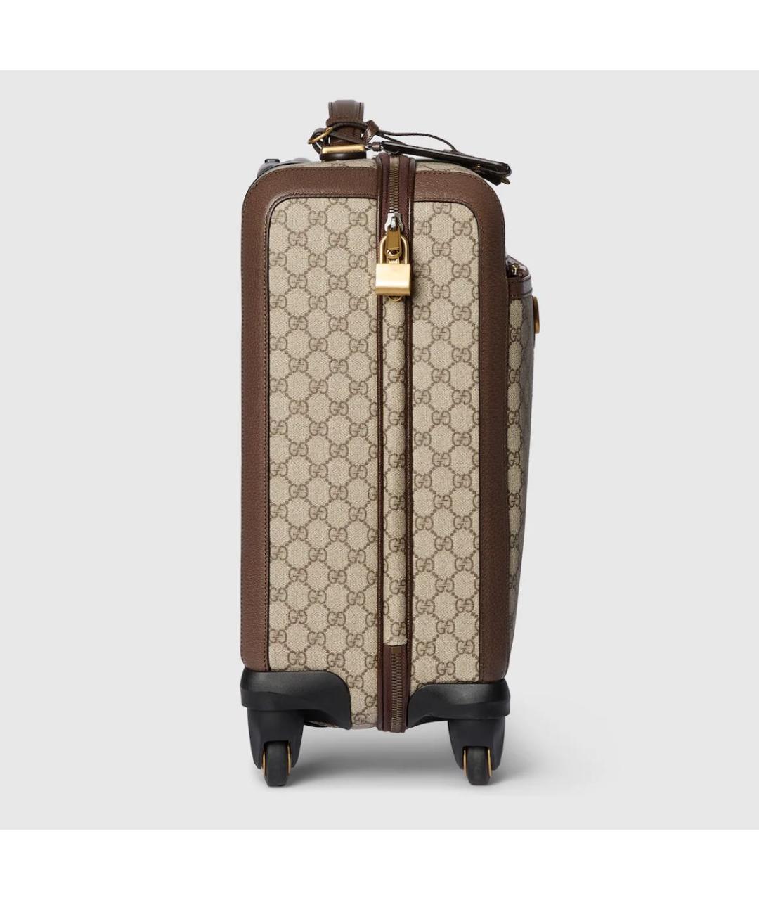 GUCCI Коричневый кожаный чемодан, фото 5