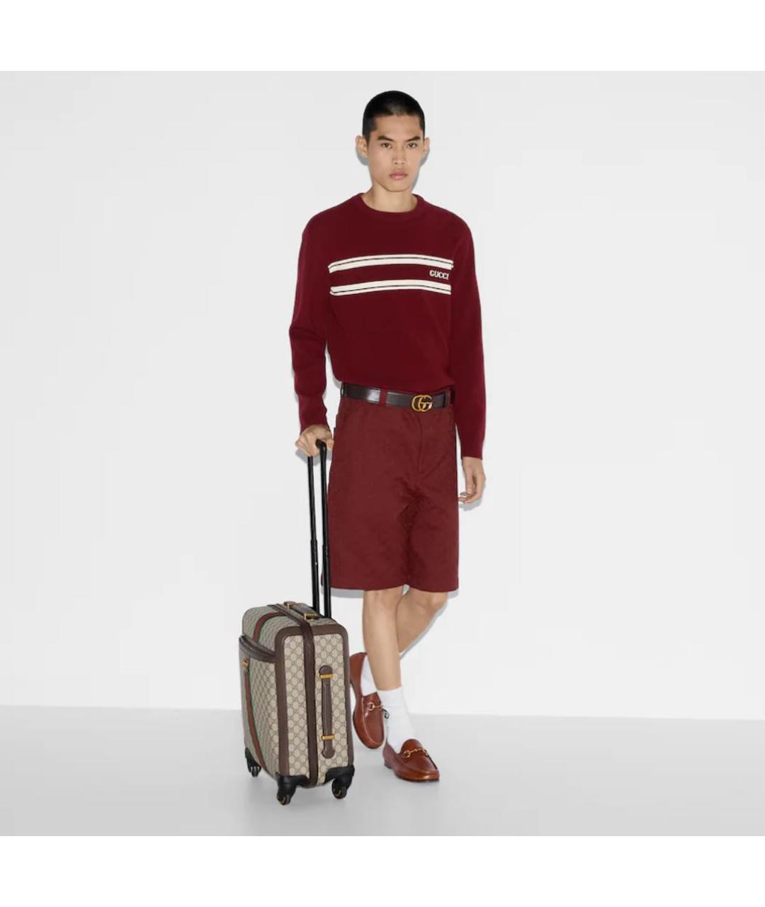 GUCCI Коричневый кожаный чемодан, фото 3