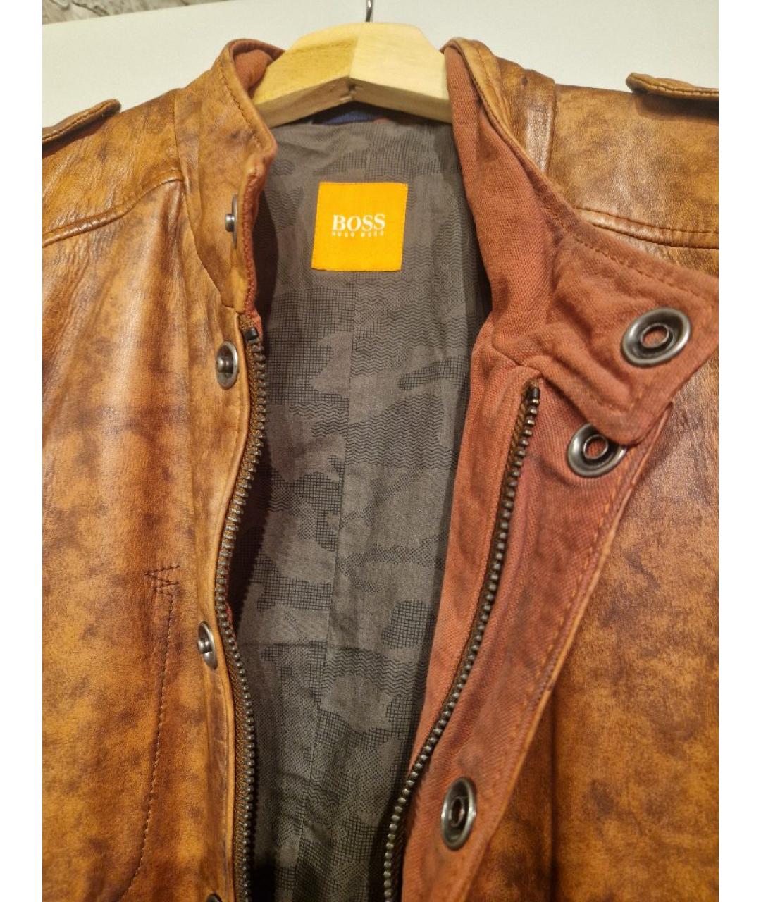 HUGO BOSS Коричневая кожаная куртка, фото 3