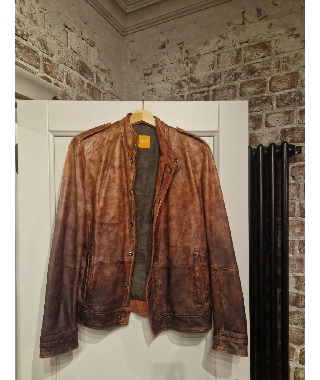 HUGO BOSS Коричневая кожаная куртка, фото 2