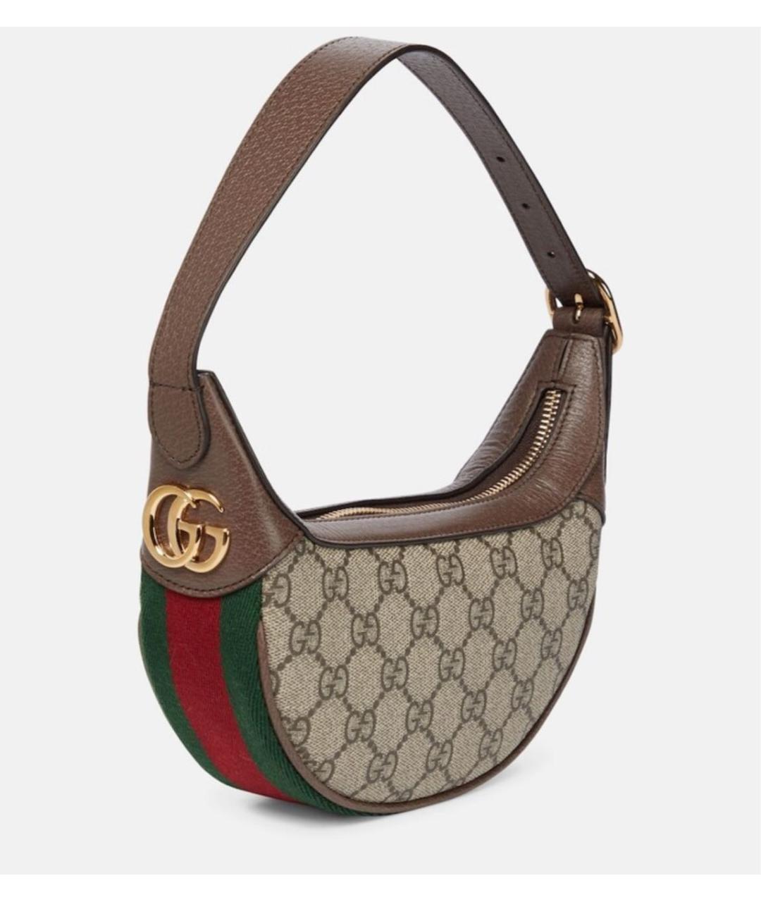 GUCCI Коричневая тканевая сумка с короткими ручками, фото 2