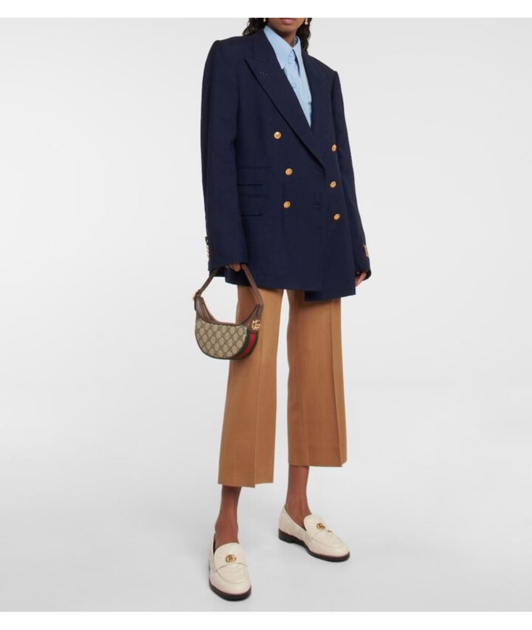 GUCCI Коричневая тканевая сумка с короткими ручками, фото 5