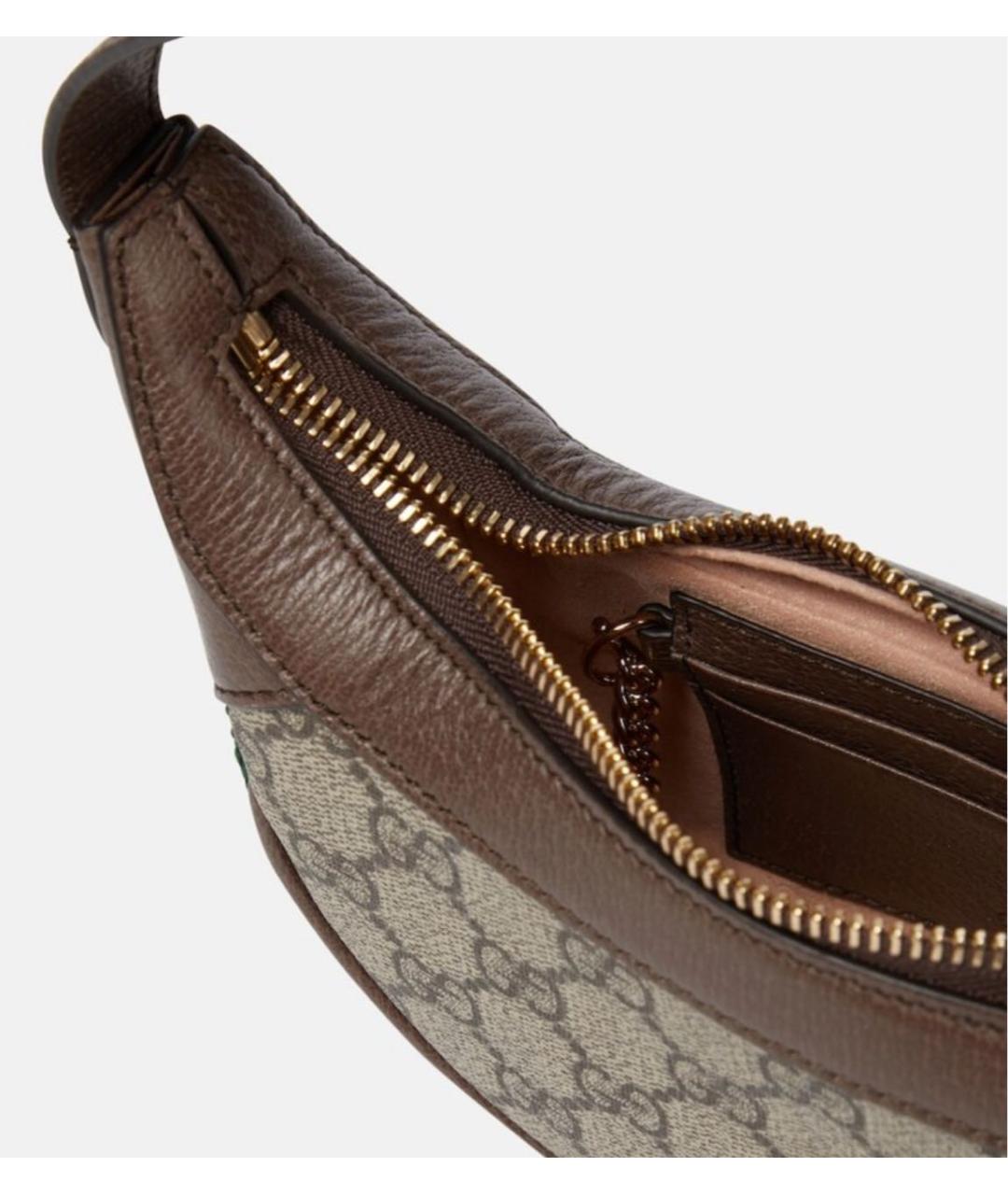 GUCCI Коричневая тканевая сумка с короткими ручками, фото 3