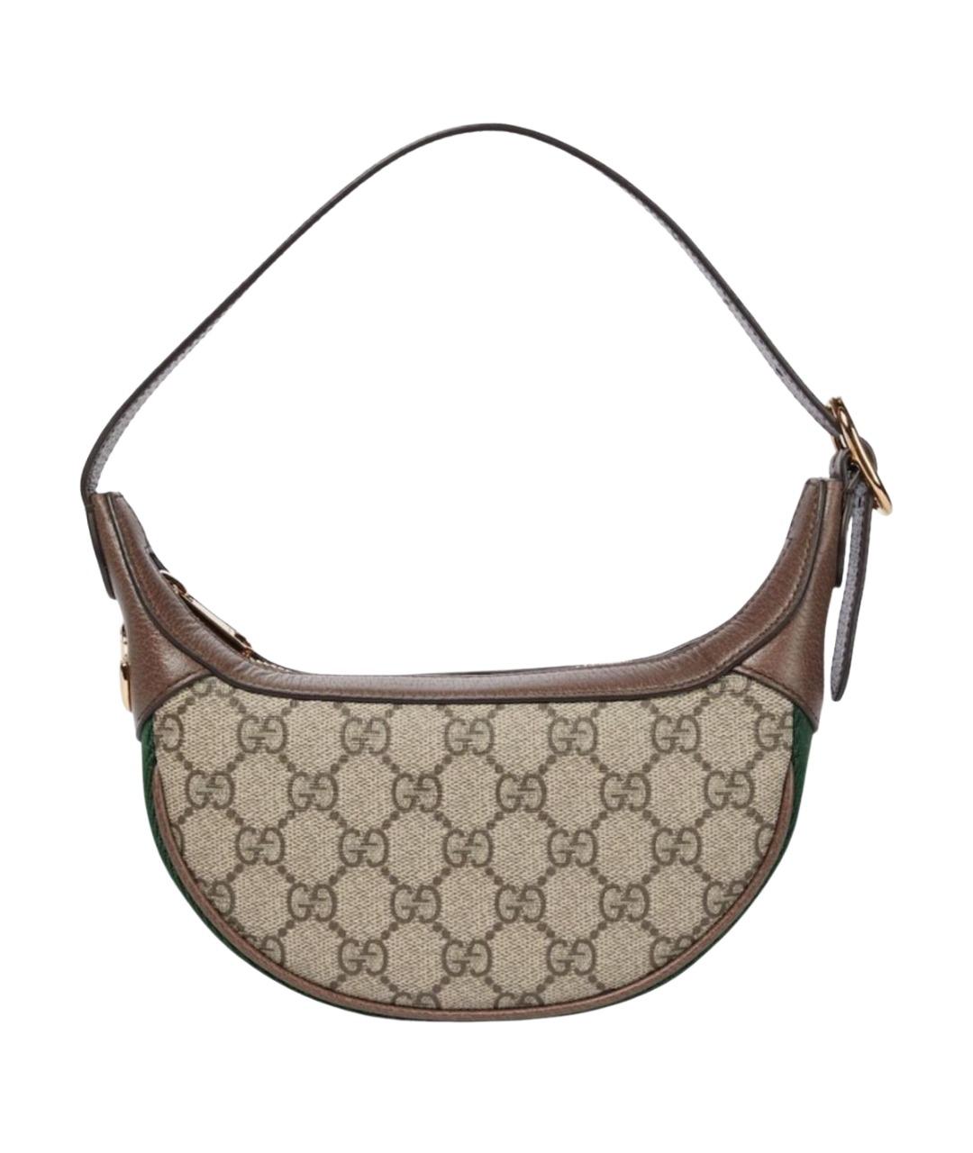 GUCCI Коричневая тканевая сумка с короткими ручками, фото 1