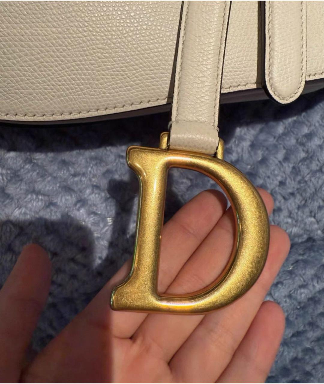 CHRISTIAN DIOR Бежевая кожаная сумка через плечо, фото 3