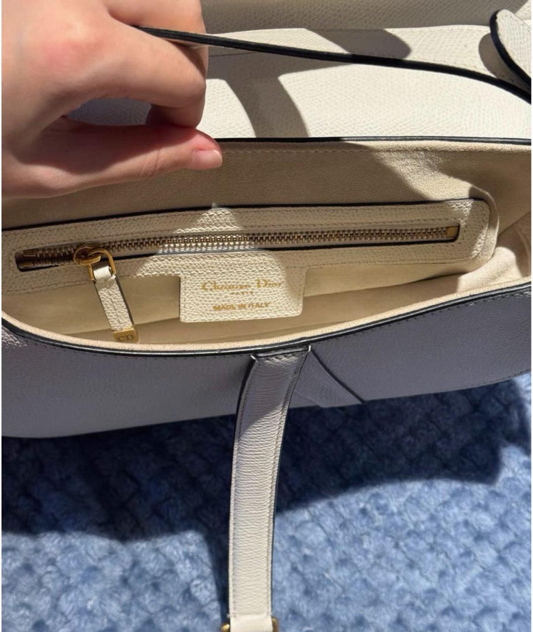 CHRISTIAN DIOR Бежевая кожаная сумка через плечо, фото 2