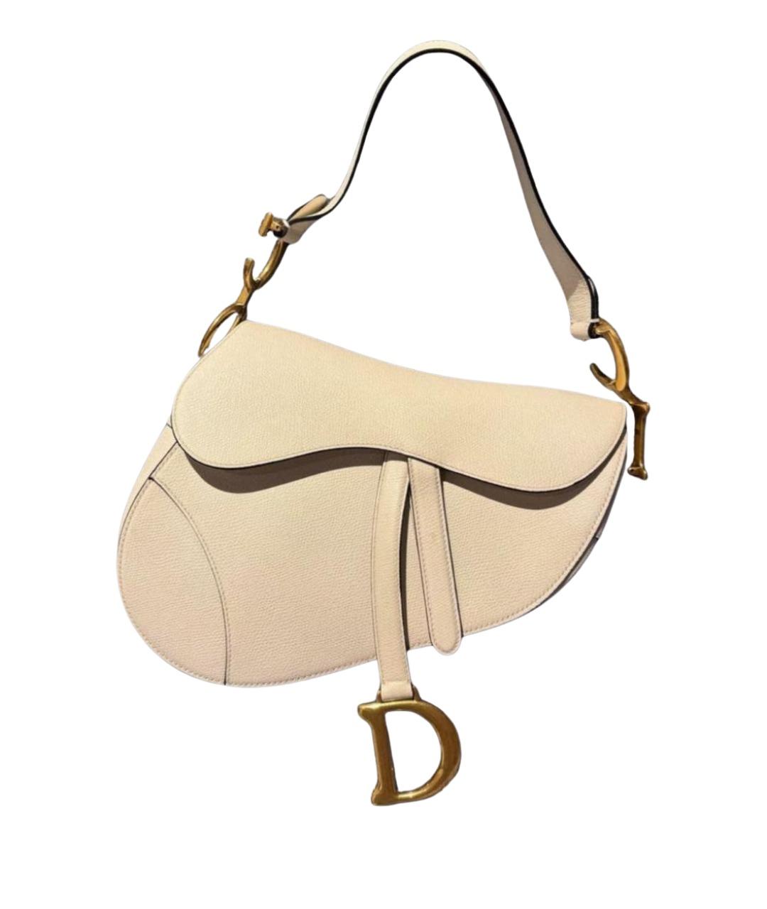 CHRISTIAN DIOR Бежевая кожаная сумка через плечо, фото 1