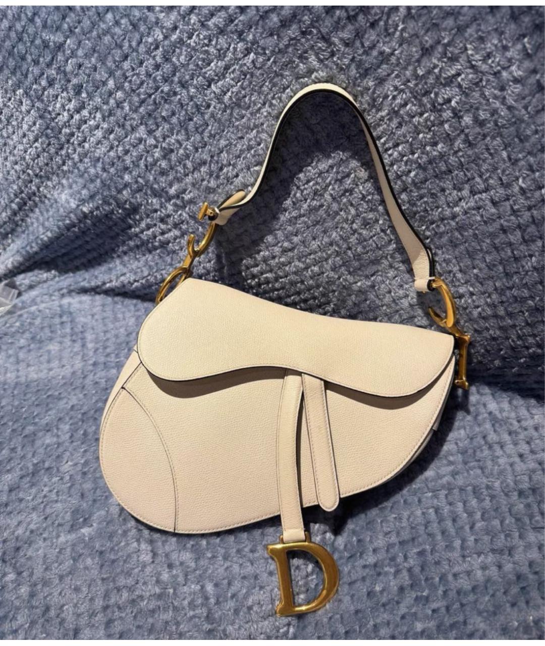 CHRISTIAN DIOR Бежевая кожаная сумка через плечо, фото 6
