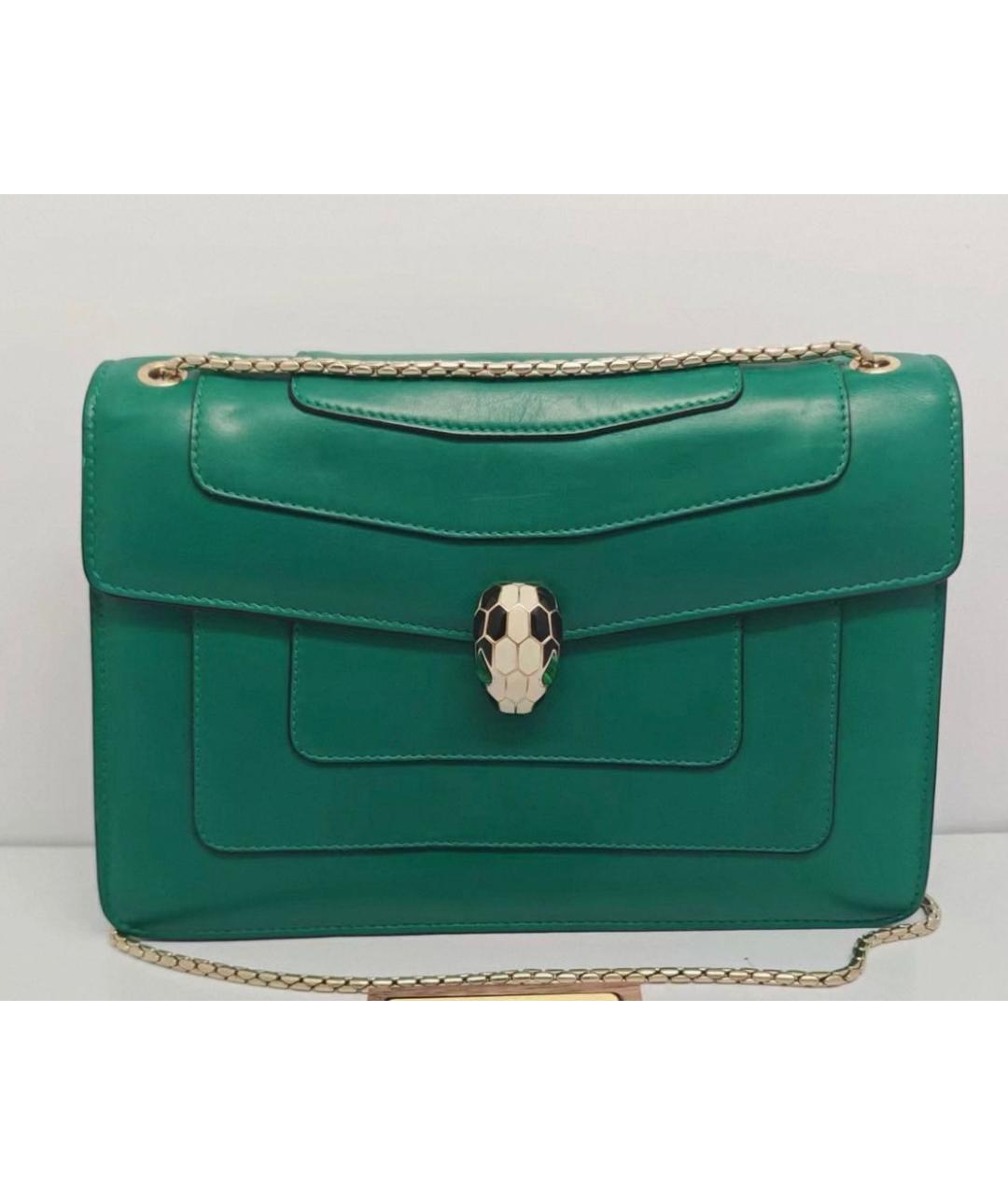 BVLGARI Зеленая кожаная сумка через плечо, фото 6