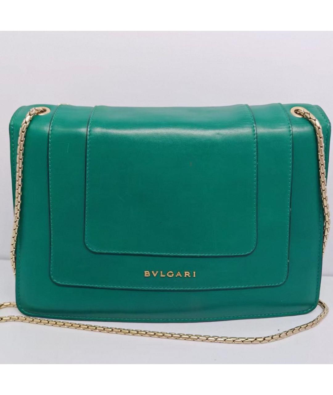 BVLGARI Зеленая кожаная сумка через плечо, фото 2