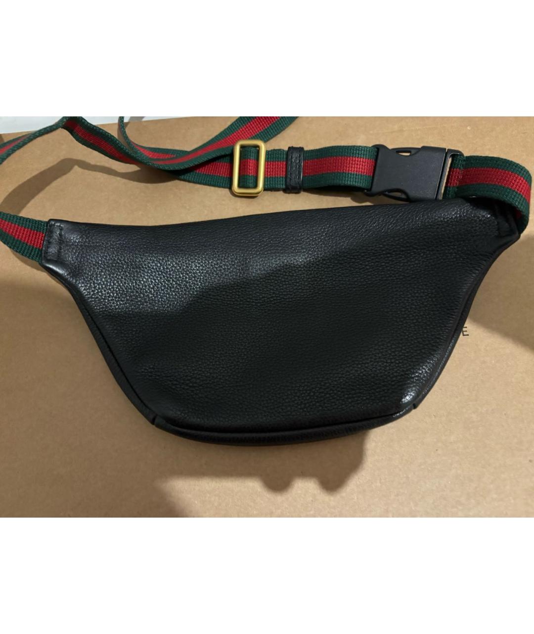 GUCCI Черная кожаная поясная сумка, фото 3