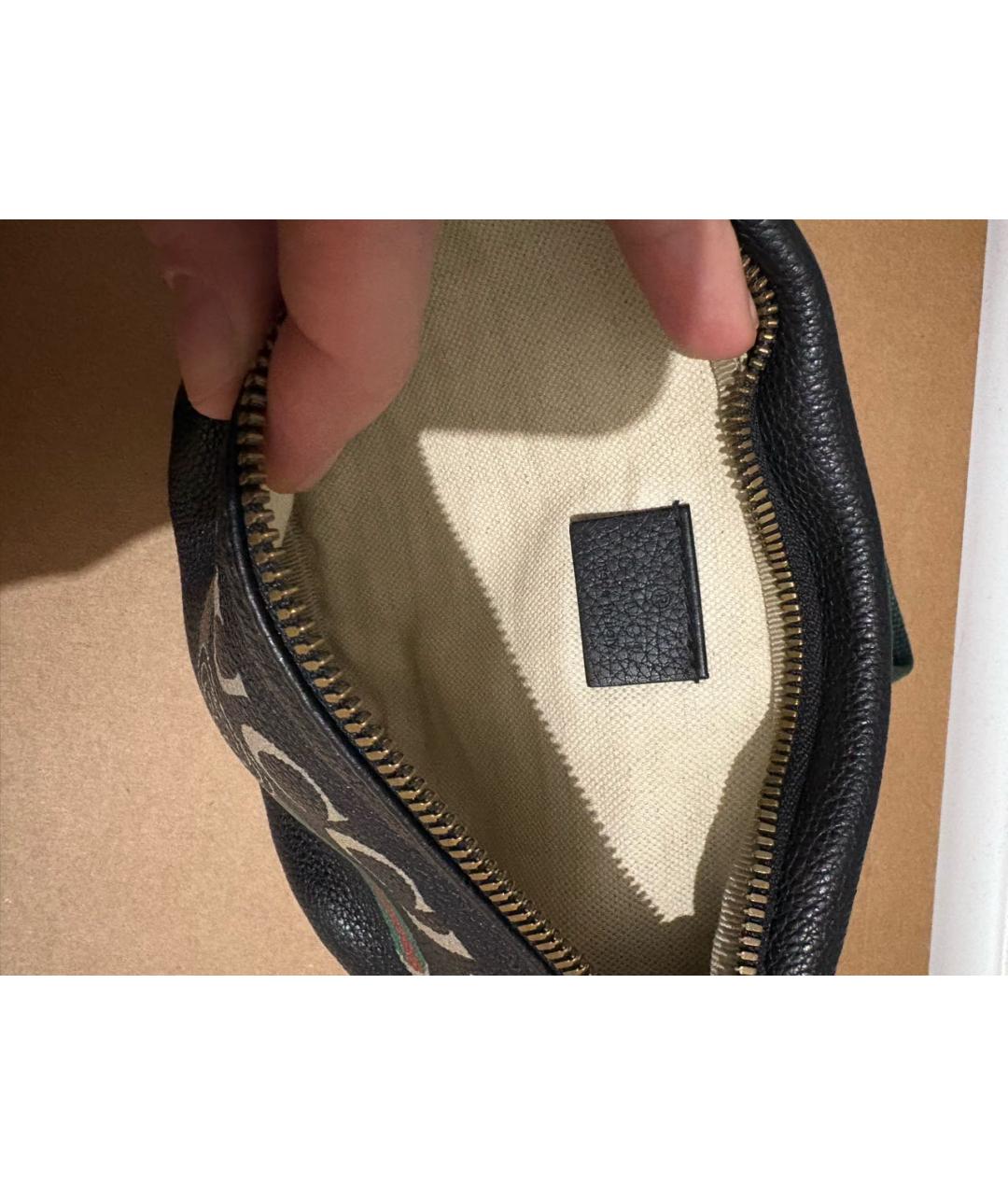 GUCCI Черная кожаная поясная сумка, фото 4