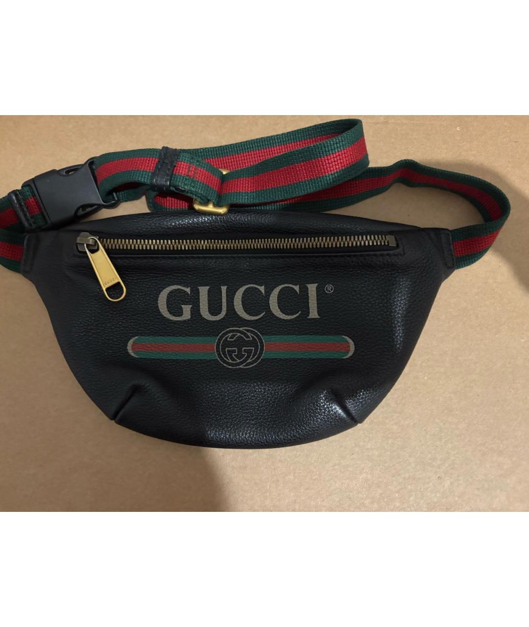 GUCCI Черная кожаная поясная сумка, фото 6