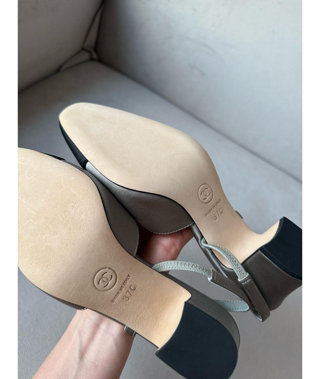 CHANEL Серые текстильные туфли, фото 3