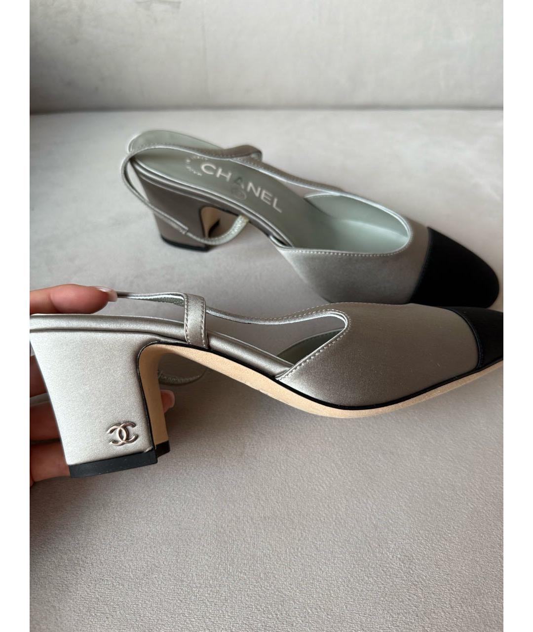 CHANEL Серые текстильные туфли, фото 4