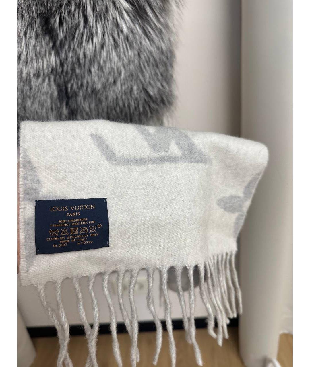 LOUIS VUITTON Серый кашемировый шарф, фото 3