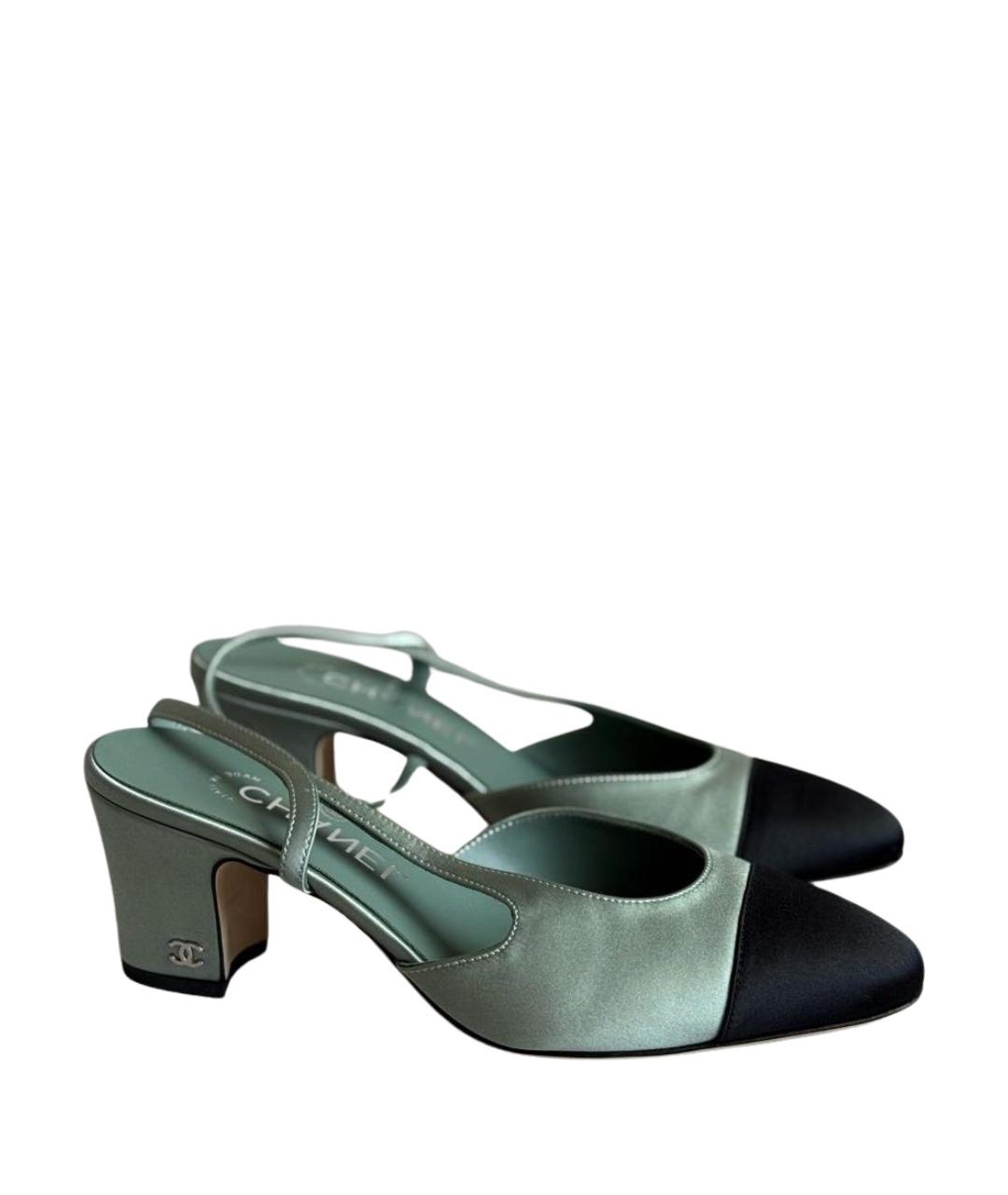 CHANEL Зеленые текстильные туфли, фото 1