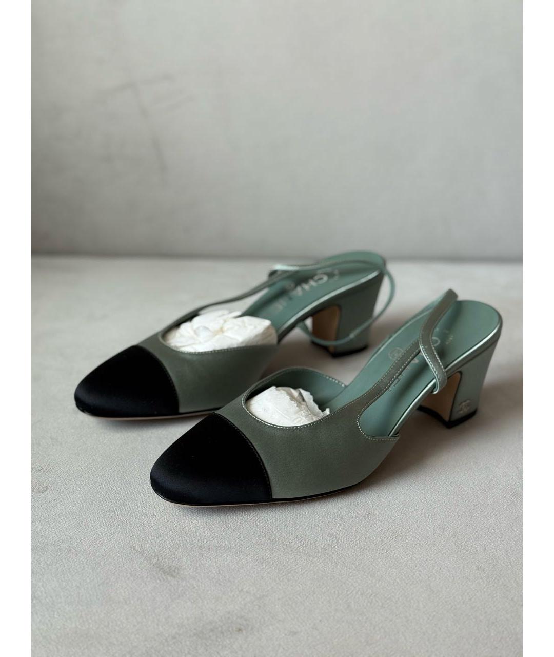 CHANEL Зеленые текстильные туфли, фото 2