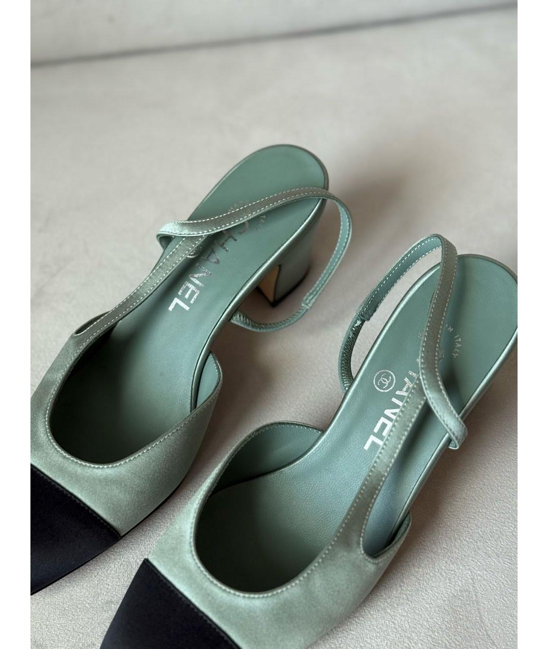 CHANEL Зеленые текстильные туфли, фото 7