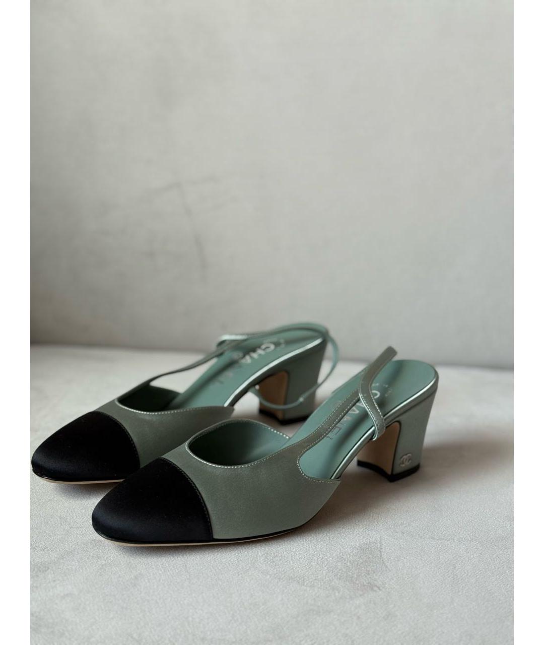 CHANEL Зеленые текстильные туфли, фото 8