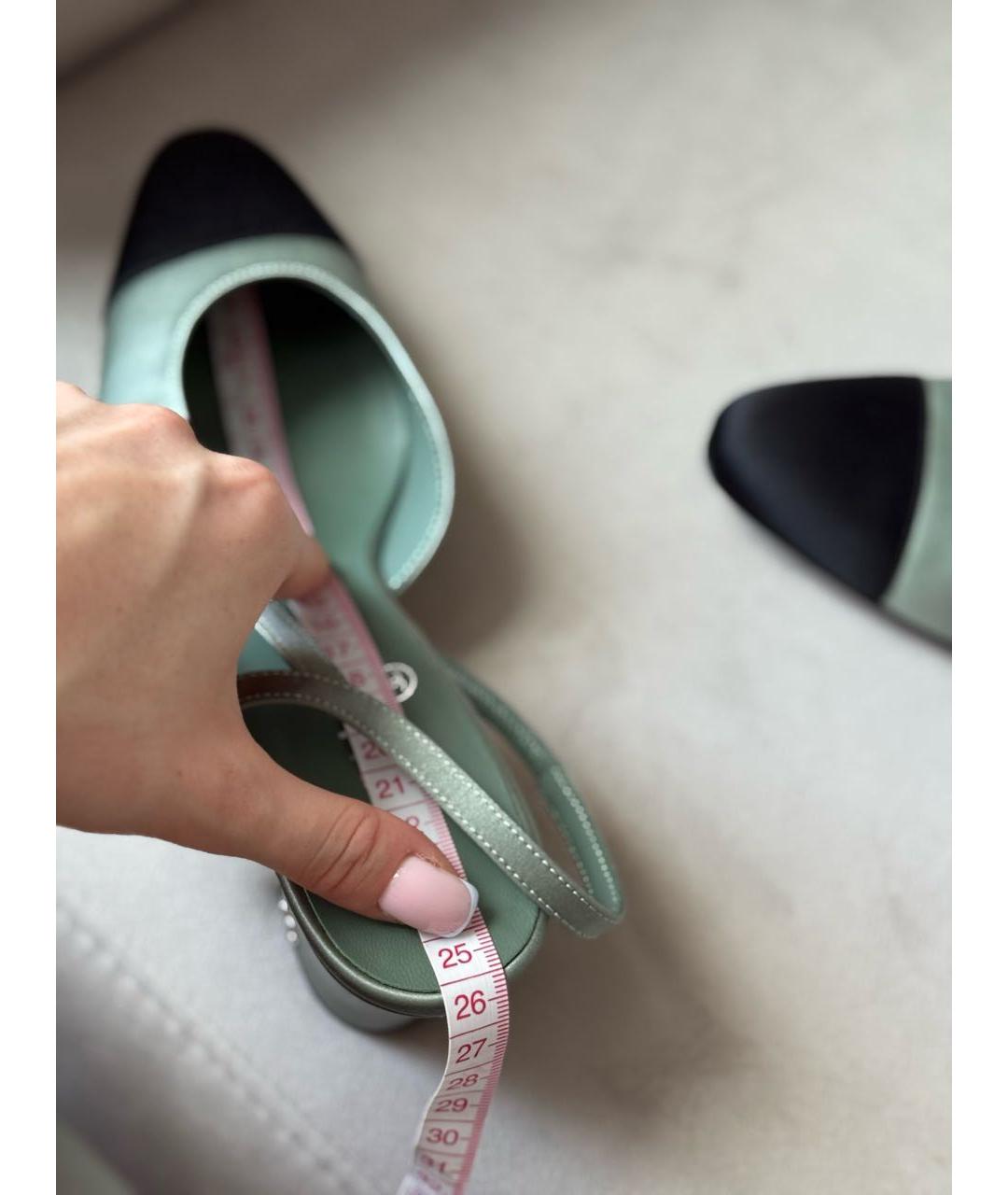 CHANEL Зеленые текстильные туфли, фото 5