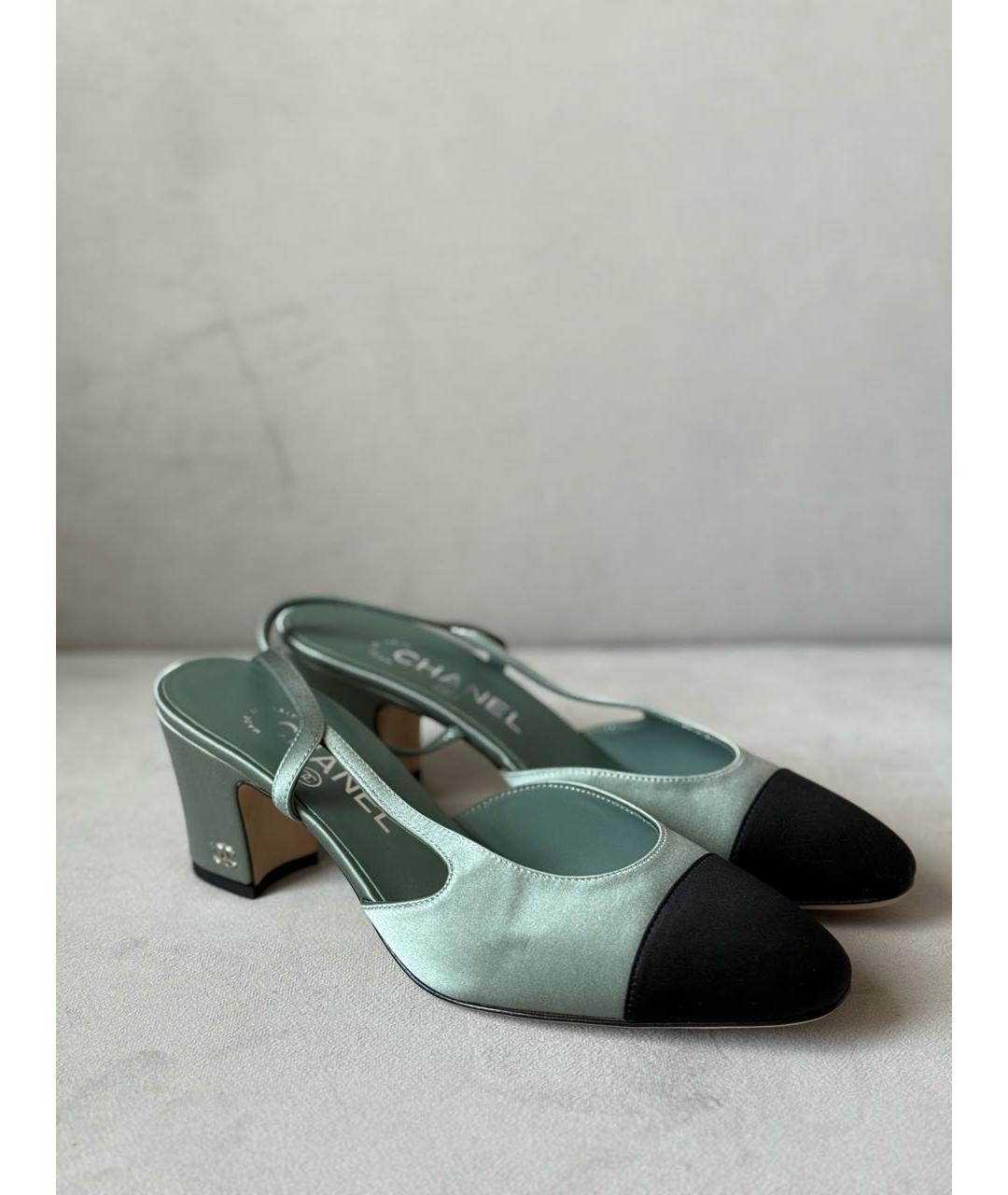 CHANEL Зеленые текстильные туфли, фото 4