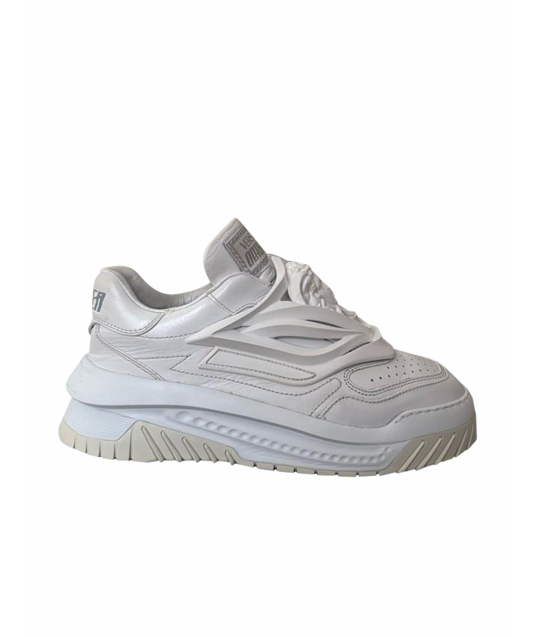 VERSACE Белые кожаные низкие кроссовки / кеды, фото 1