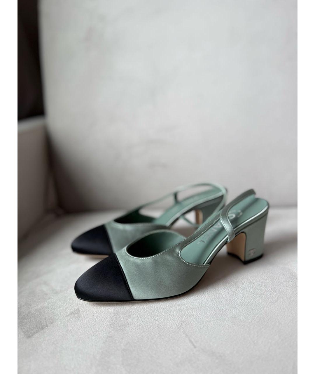 CHANEL Зеленые текстильные туфли, фото 3