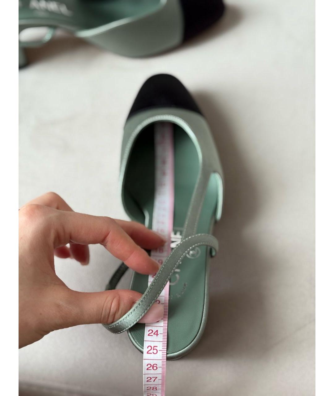 CHANEL Зеленые текстильные туфли, фото 7