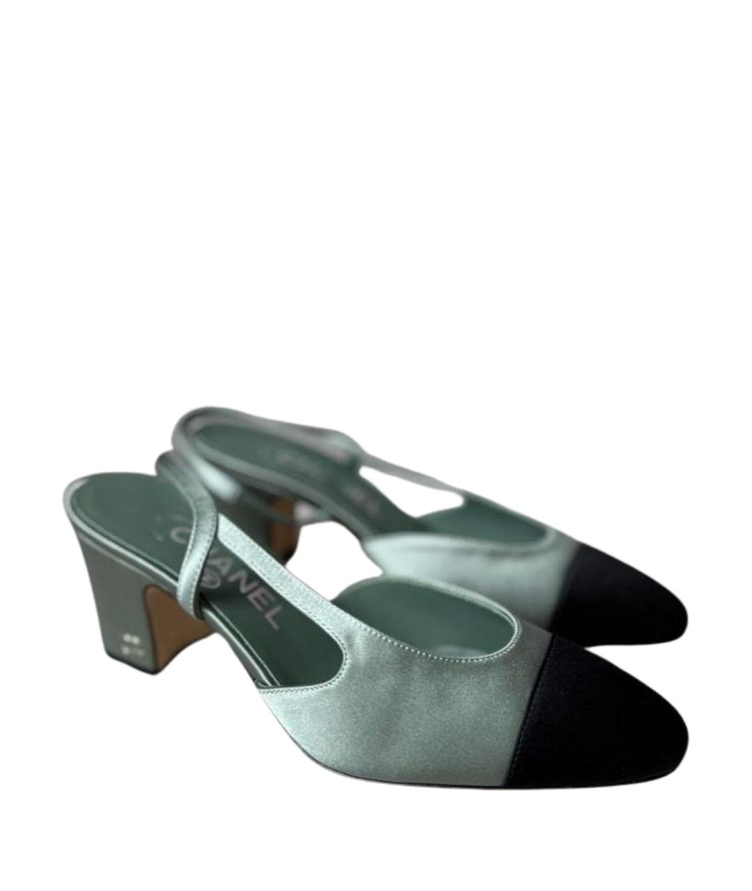 CHANEL Зеленые текстильные туфли, фото 1