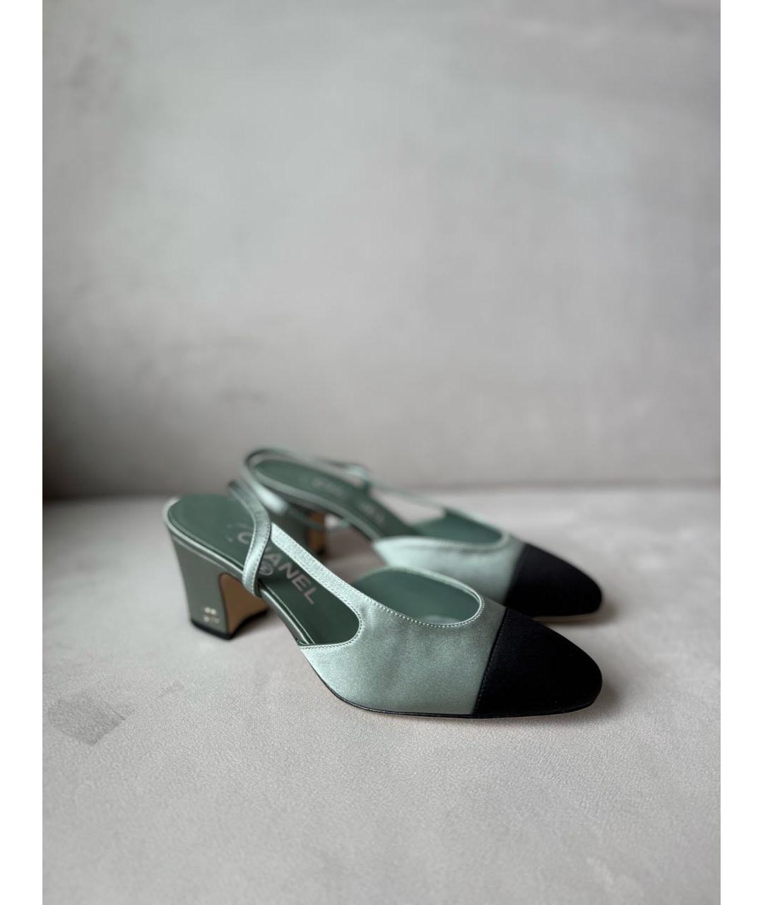 CHANEL Зеленые текстильные туфли, фото 9