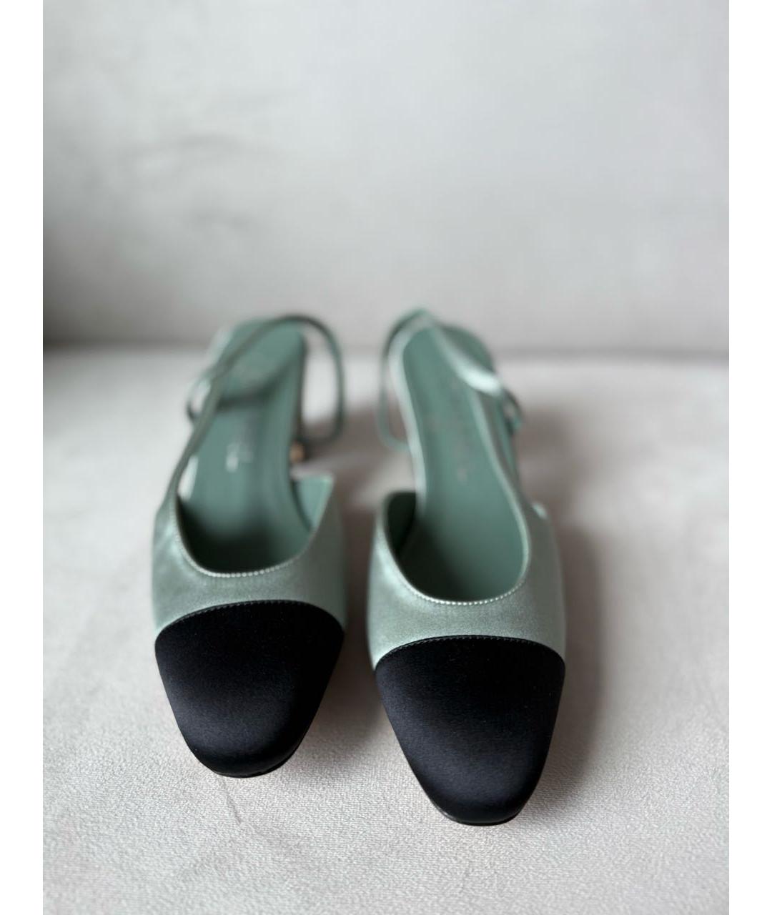 CHANEL Зеленые текстильные туфли, фото 2