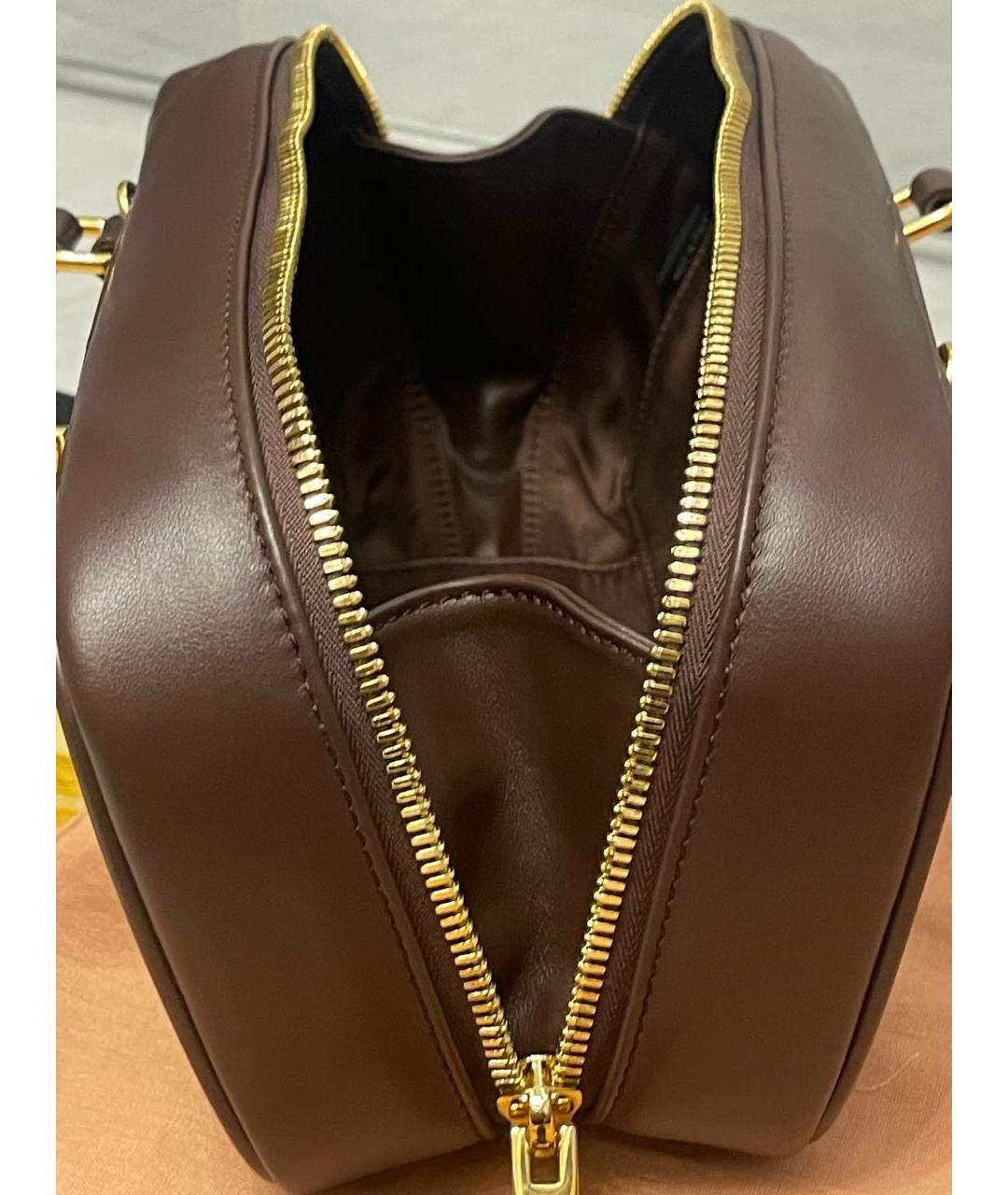 MIU MIU Коричневая кожаная сумка с короткими ручками, фото 7