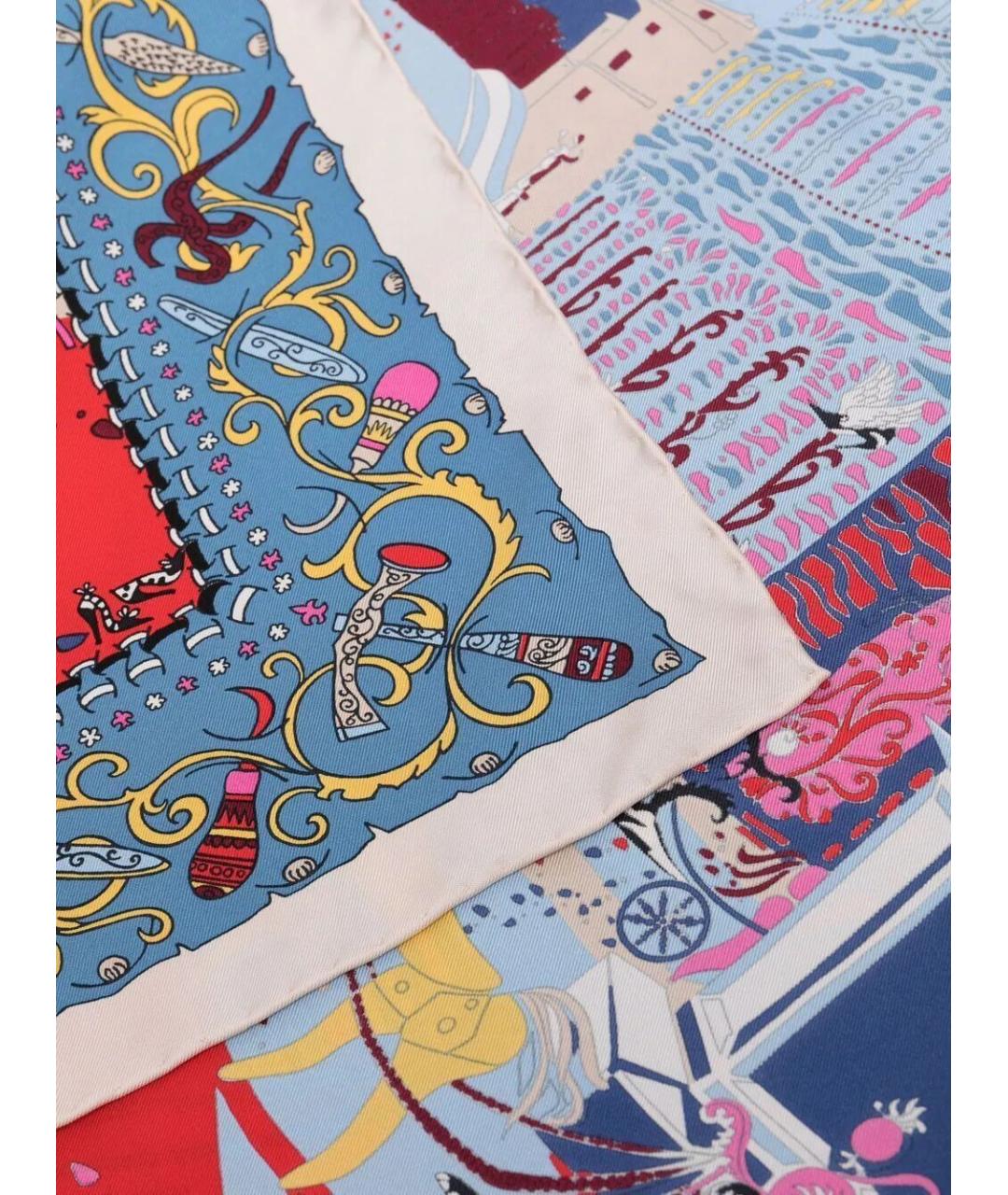 FERRAGAMO Синий шелковый шарф, фото 3