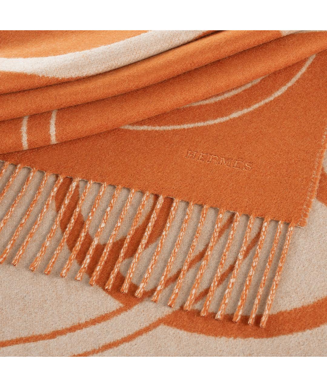 HERMES Оранжевый кашемировый шарф, фото 3