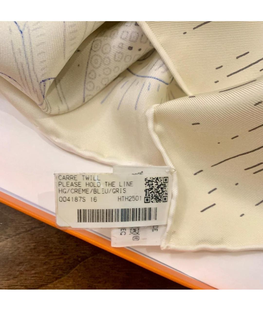 HERMES Бежевый шелковый платок, фото 3