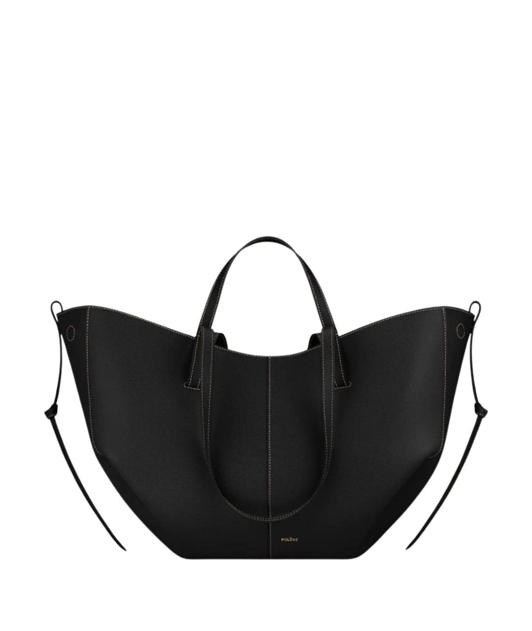 POLENE Черная кожаная сумка тоут, фото 1