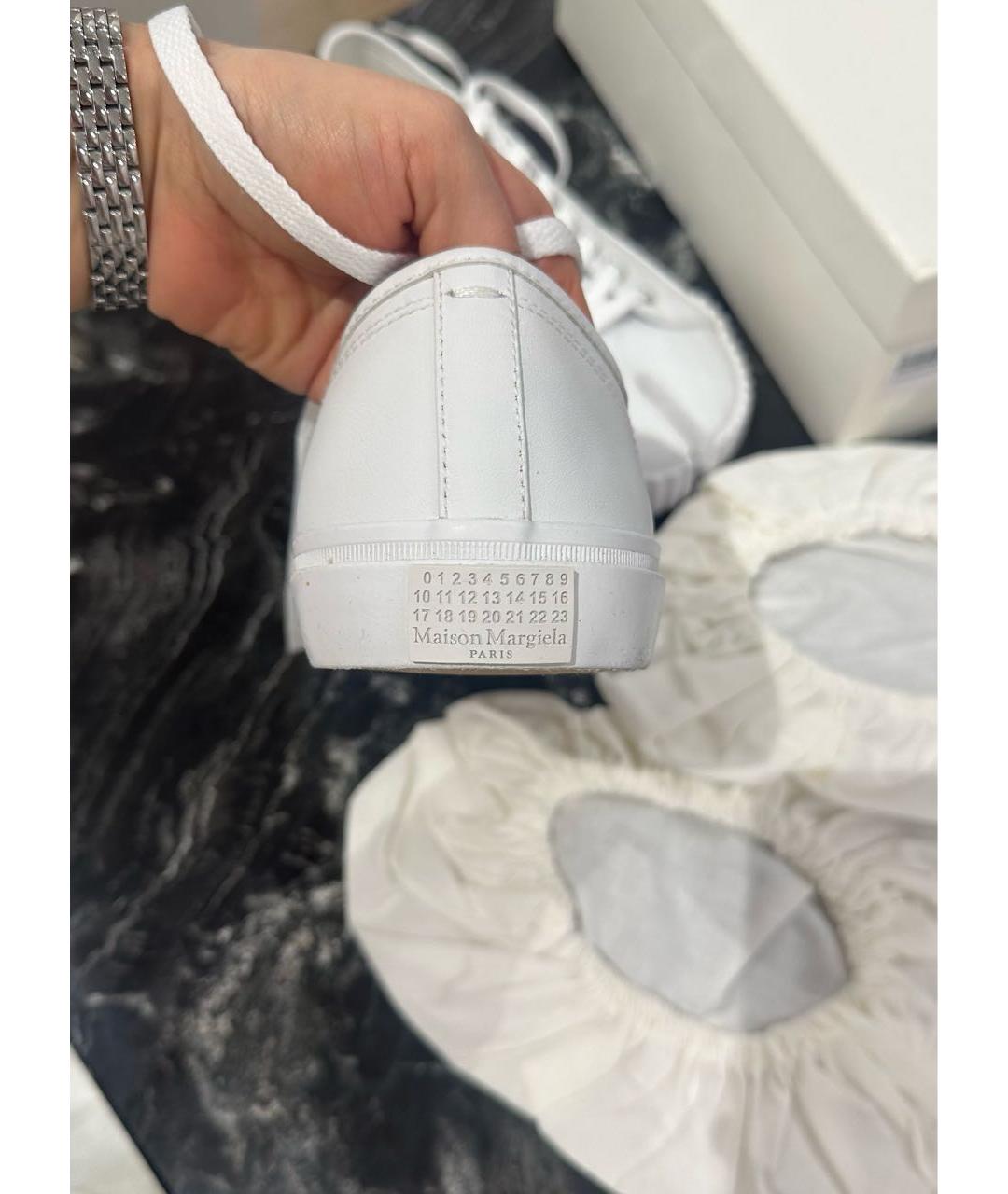 MAISON MARGIELA Белые кожаные кеды, фото 3