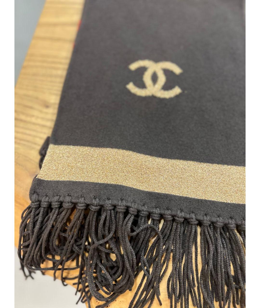 CHANEL Коричневый кашемировый шарф, фото 3
