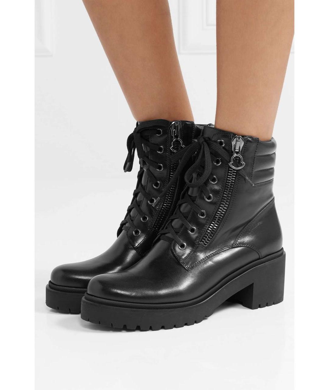 MONCLER Черные кожаные ботинки, фото 2