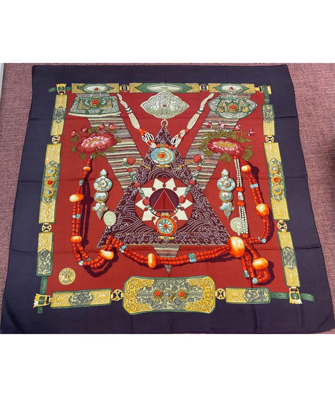 HERMES Коричневый кашемировый платок, фото 9